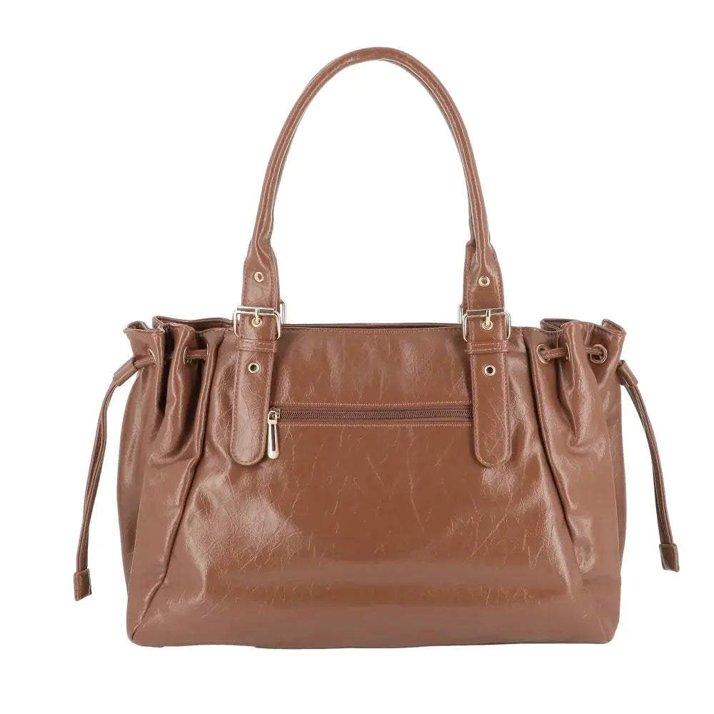 Sac cabas bowling lacet similicuir lisse Camel other image 4