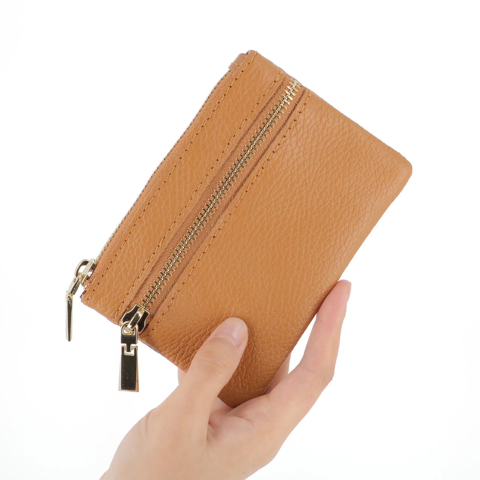 Porte-Monnaie pochette cuir grainé femme Camel other image 4