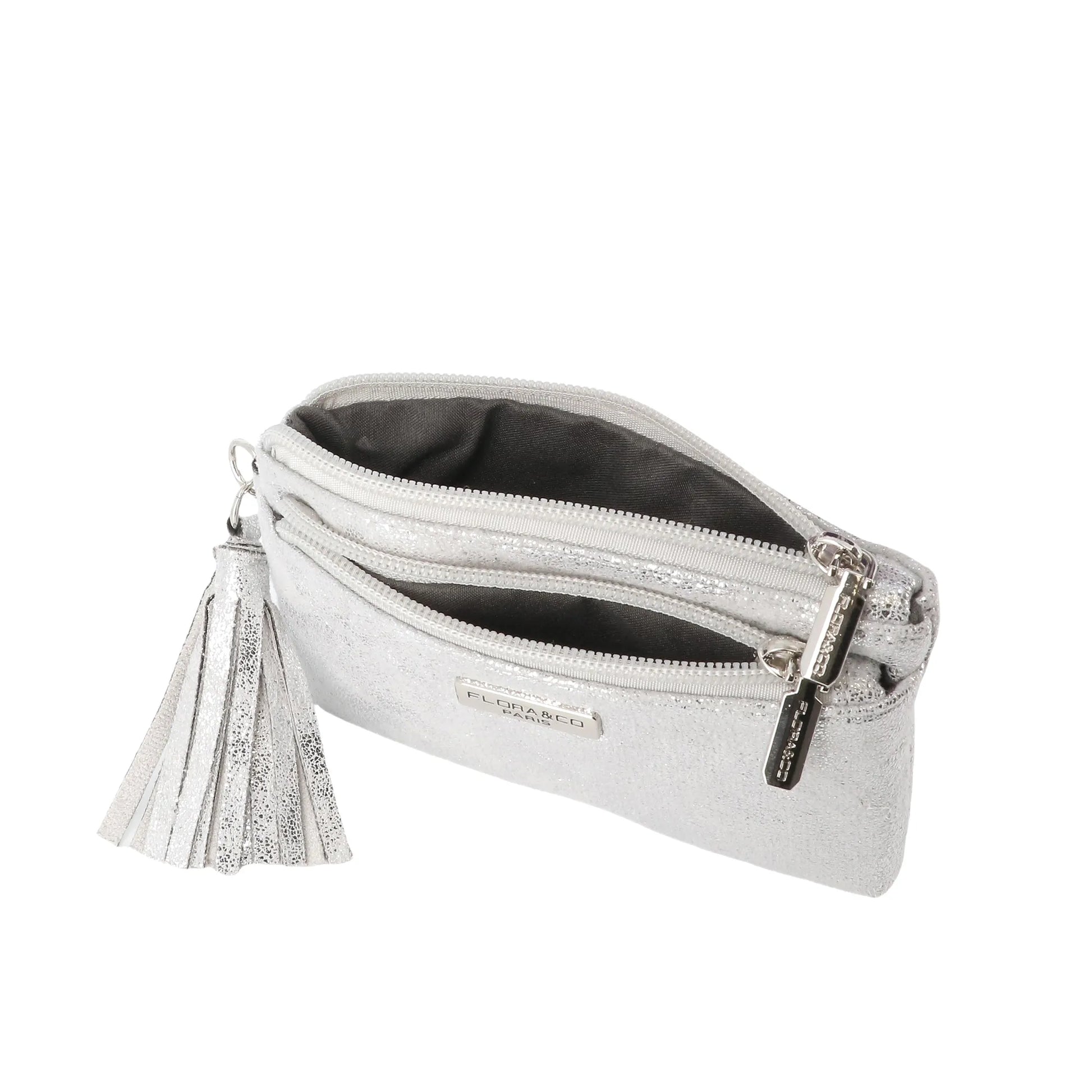 Petit porte-monnaie pochette femme suède irisé Argent other image 4