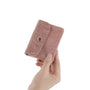 Vue 3 du Porte-monnaie court cuir suède embossé 041FL Rose par Made in Italy.