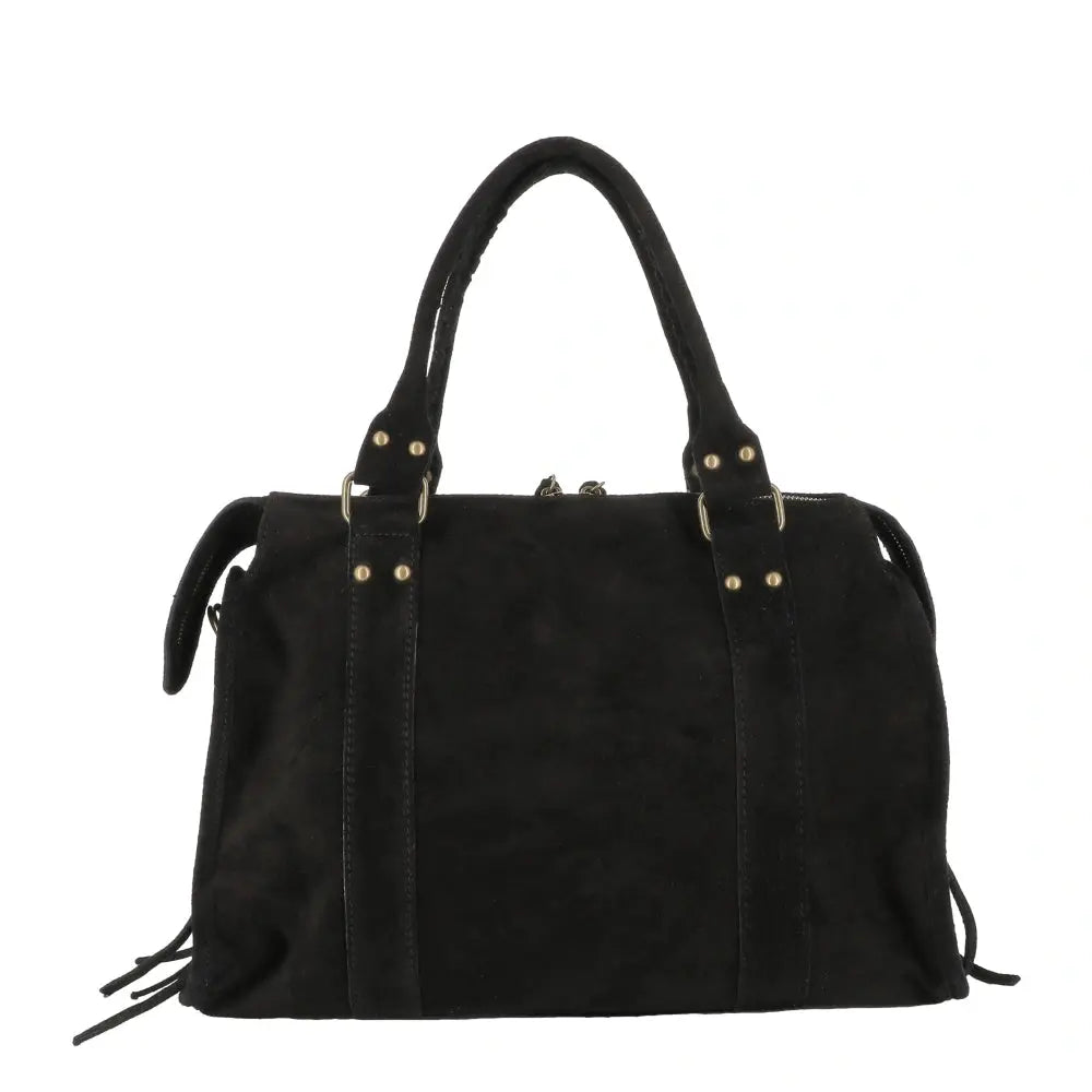 Grand sac cabas bowling cuir suédé femme Noir other image 4
