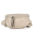 Flora & co Sac banane femme pu cuir grainé taupe métal