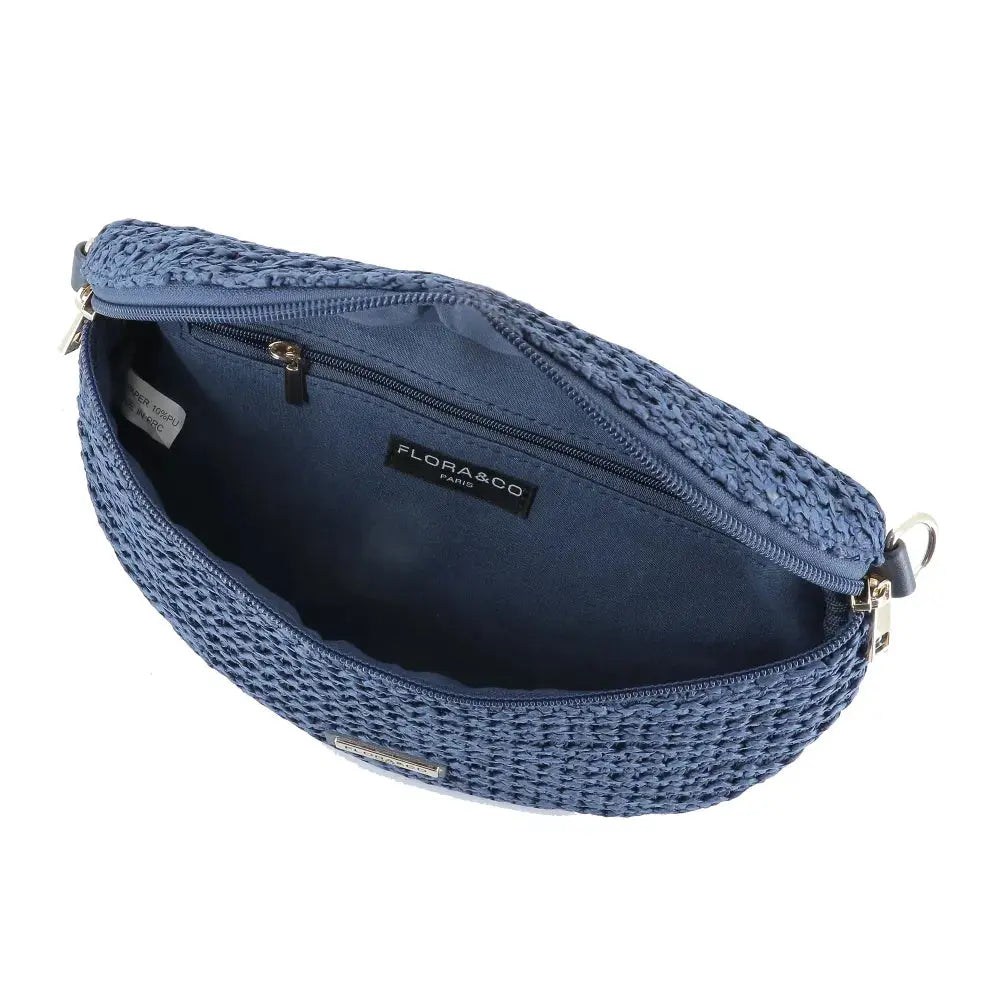 Sac banane paille tressé Bleu Flora & co