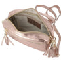 Vue 3 du Petit sac bandoulière carré cuir irisé Or Rose par Made in Italy.