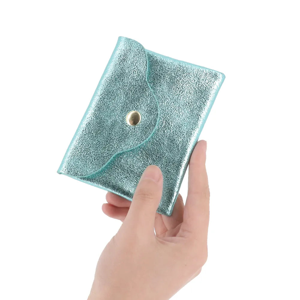 Porte-monnaie cuir irisé femme ultra fin Turquoise - Crocochic