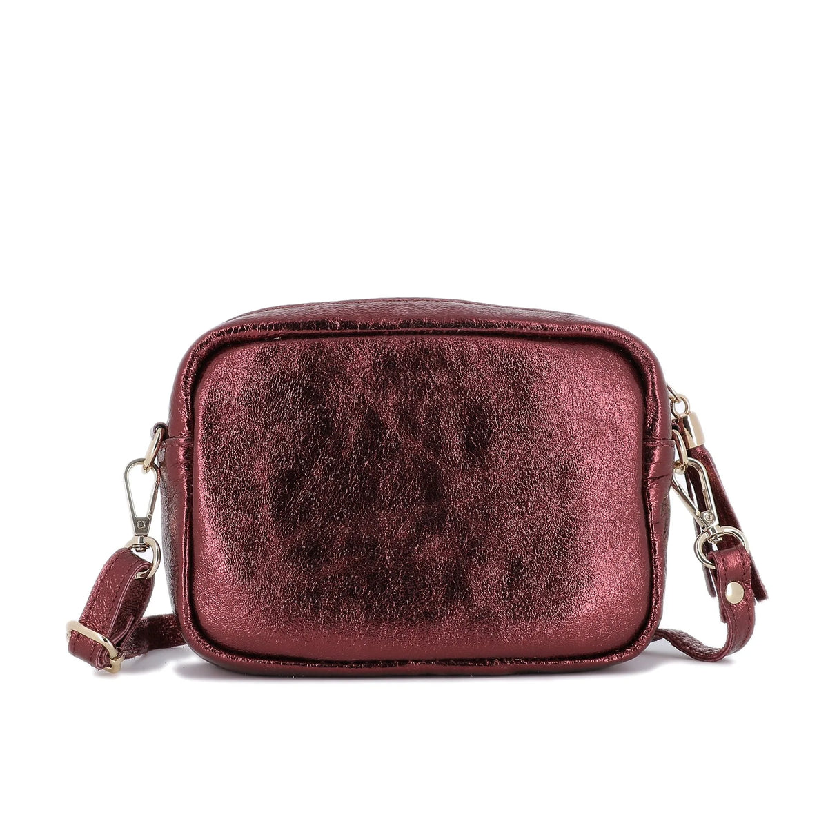Sac bandoulière femme cuir irisé bordeaux élégant tendance