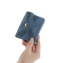 Vue 3 du Porte-monnaie court cuir suède embossé 041FL Bleu par Made in Italy.