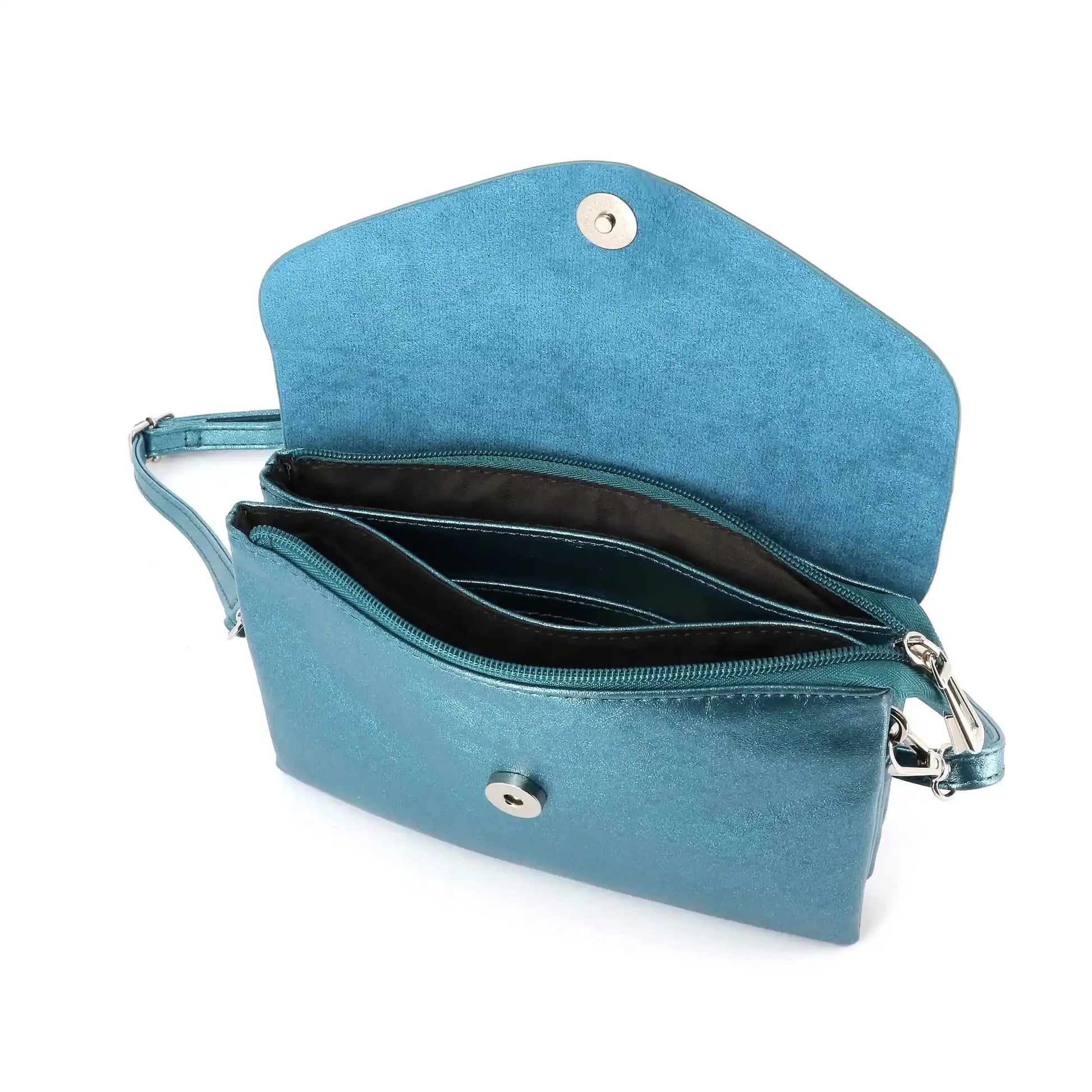 Flora & co Sac bandoulière femme irisé rabat bleu canard