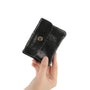 Vue 3 du Porte-monnaie court cuir suède embossé 041FL Noir par Made in Italy.