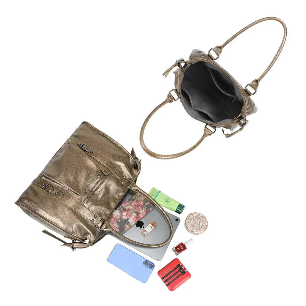 Grand sac à main bowling irisé bronze