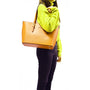 Sac cabas femme simili cuir a4 saffiano moutarde - vue 4 | Flora & co