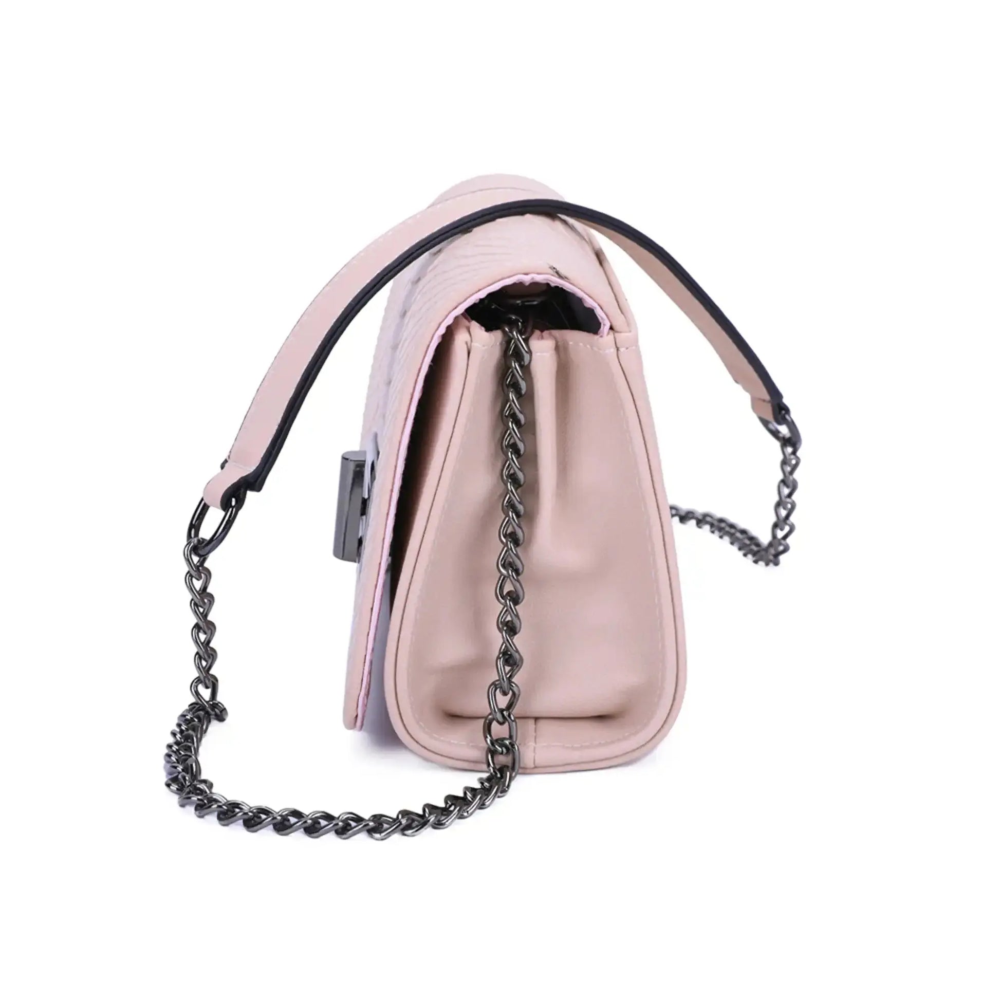 Gallantry Sac bandoulière femme chaîne python rose