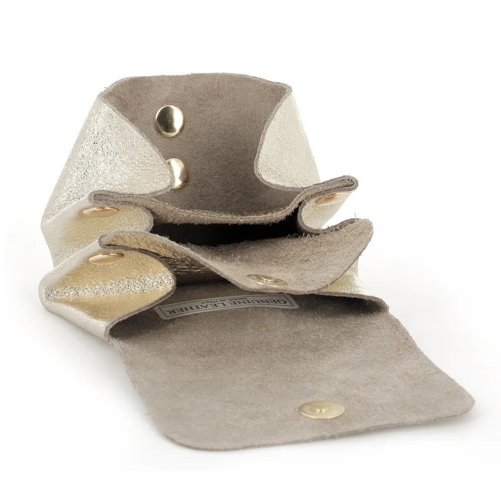 Porte-monnaie cuir souple irisé 04 or clair Made in Italy
