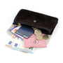 Vue 3 du Porte-monnaie cartes femme irisé suède chocolat en cuir par Made in Italy.
