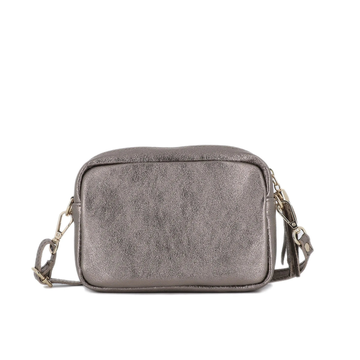 Sac bandoulière femme cuir irisé taupe élégant et tendance.