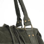 Sac à main bowling en cuir daim kaki - Crocochic