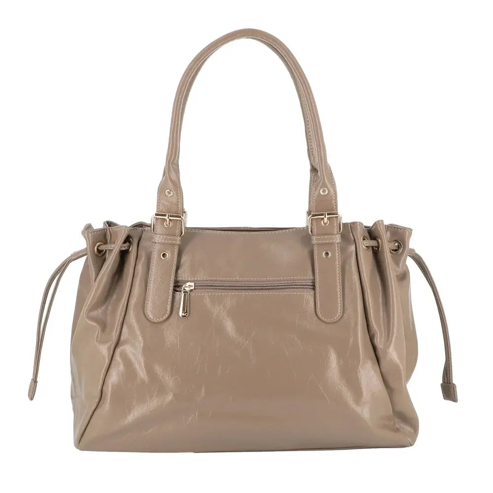 Sac cabas bowling lacet similicuir lisse Taupe other image 4
