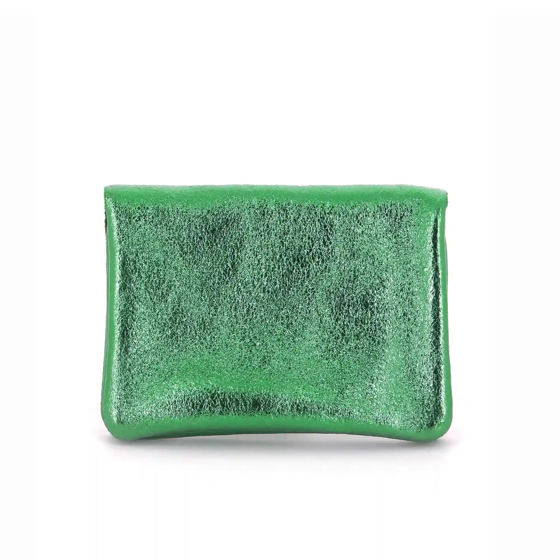 Made in Italy Porte-monnaie femme court cuir irisé 041 vert