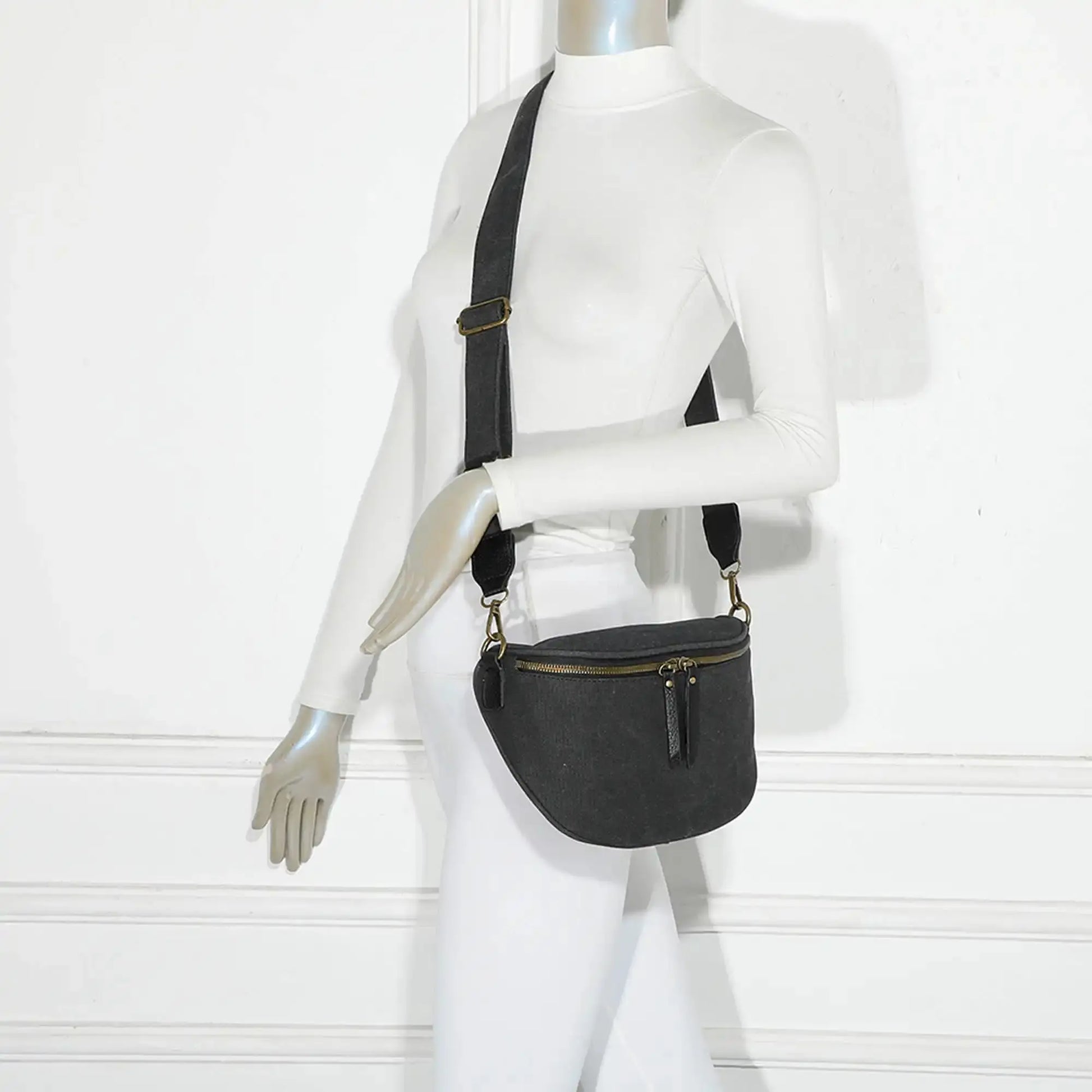 Gallantry Sac banane femme canvas toile noir