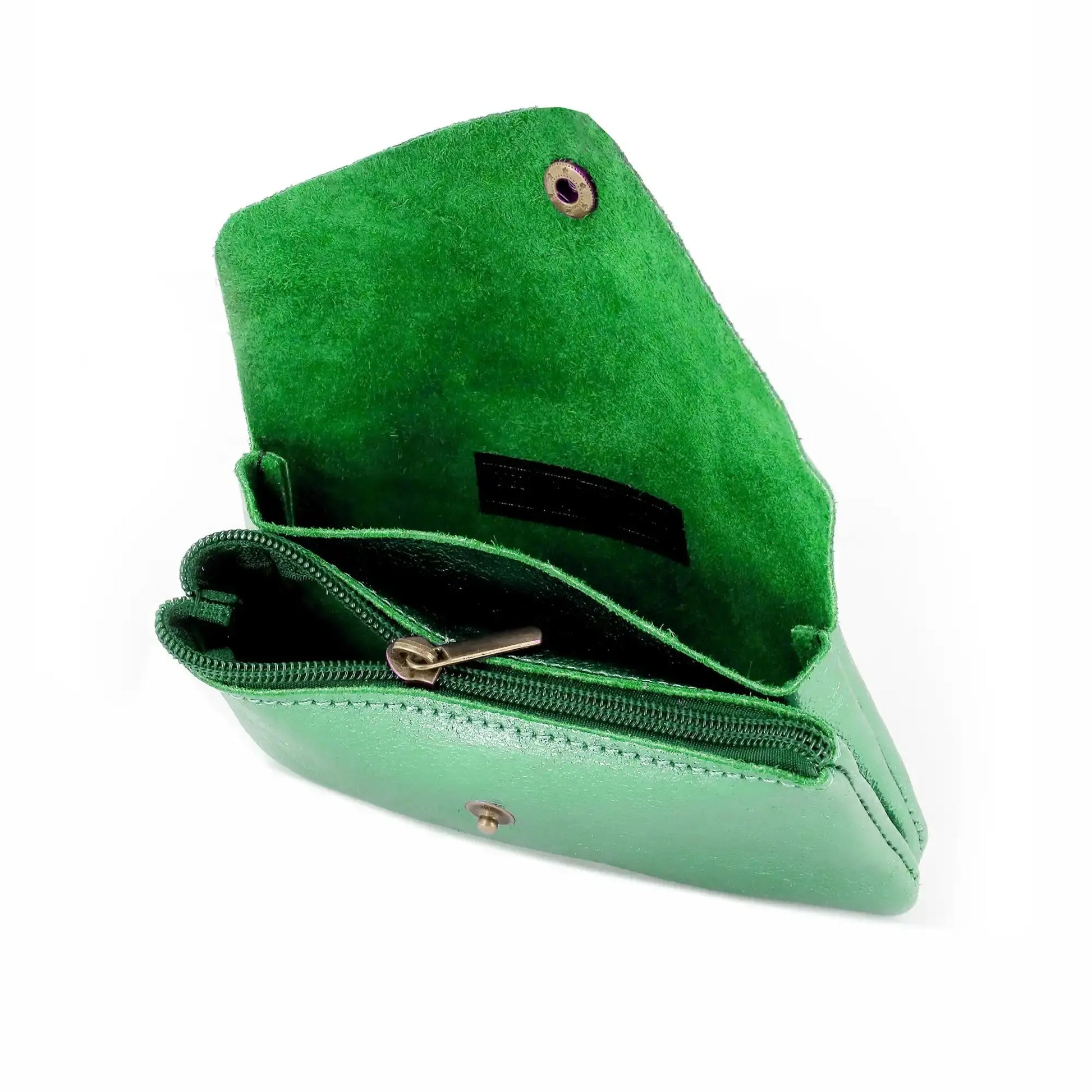 Made in Italy Porte-monnaie femme court cuir irisé 041 vert