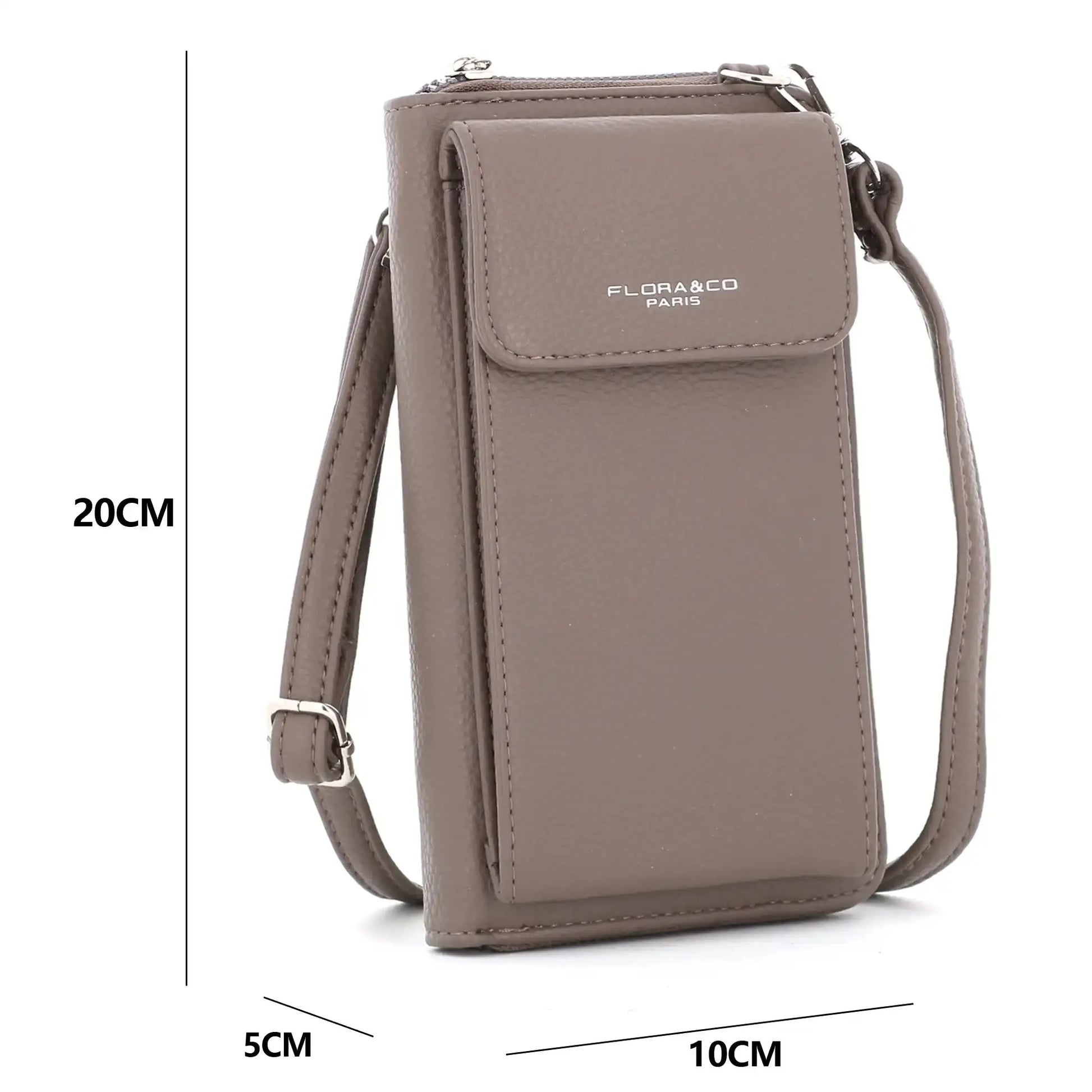 Flora & co Pochette téléphone bandoulière femme taupe foncé
