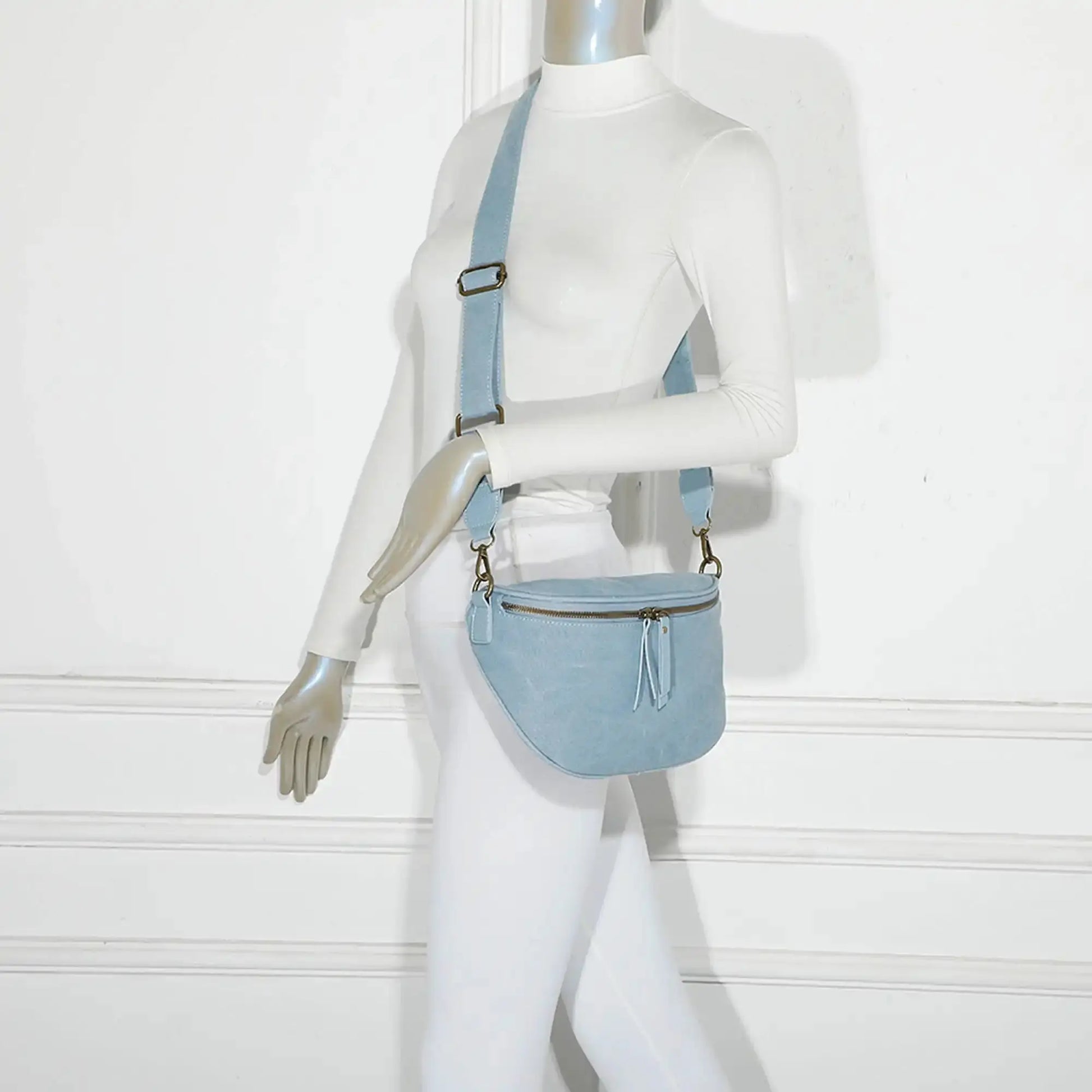 Gallantry Sac banane femme canvas toile bleu clair
