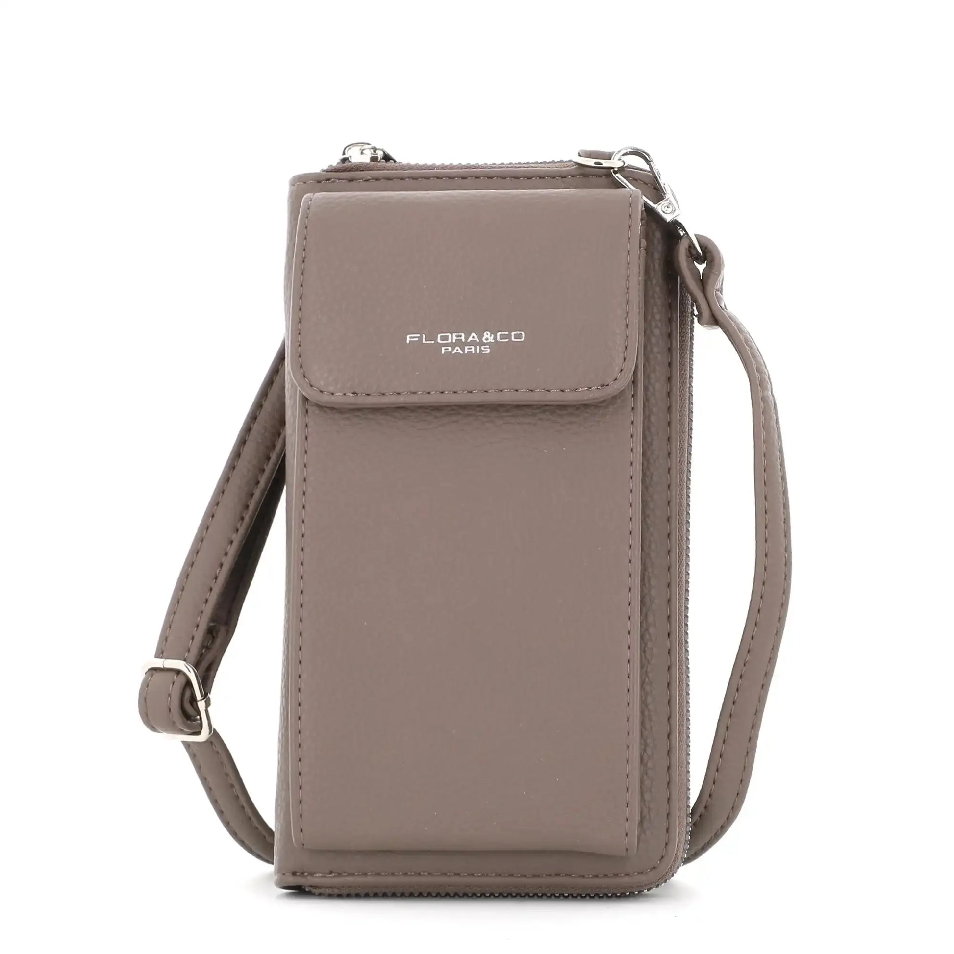 Flora & co Pochette téléphone bandoulière femme taupe foncé