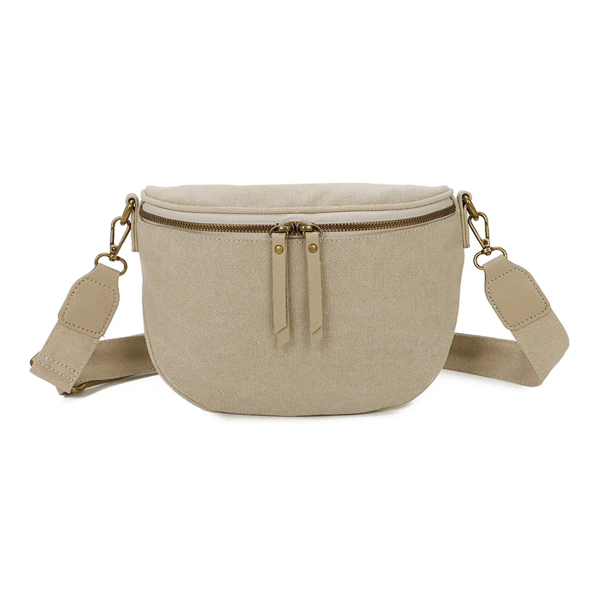 Sac banane femme canvas toile taupe