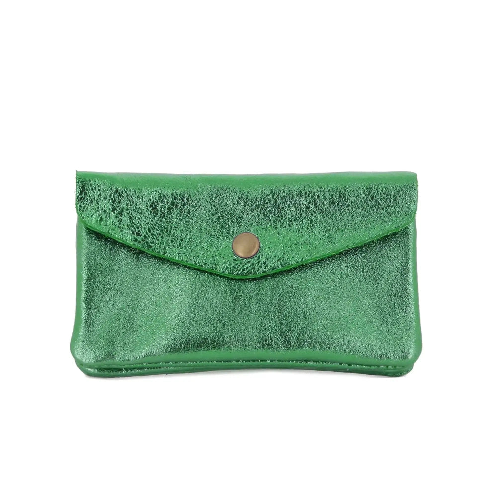 Made in Italy Porte-monnaie cartes femme cuir irisé 051 vert