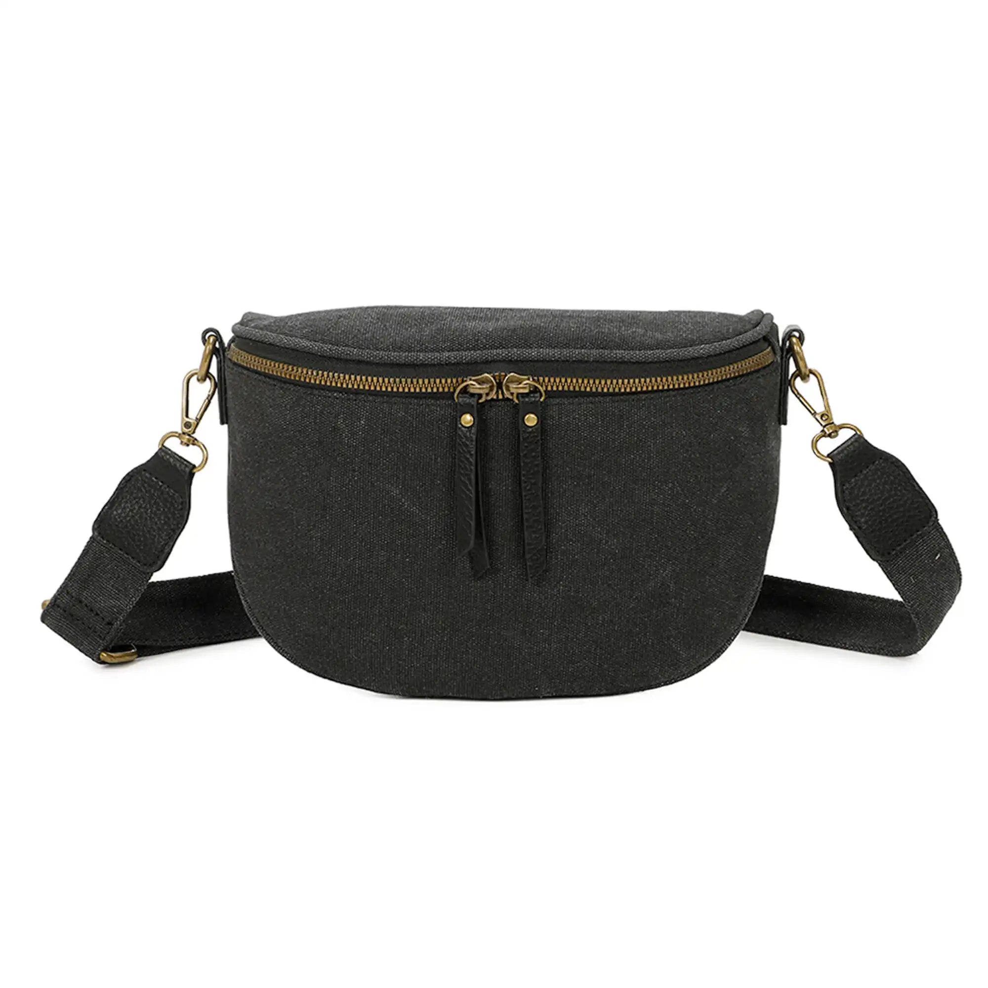 Sac banane femme canvas toile noir