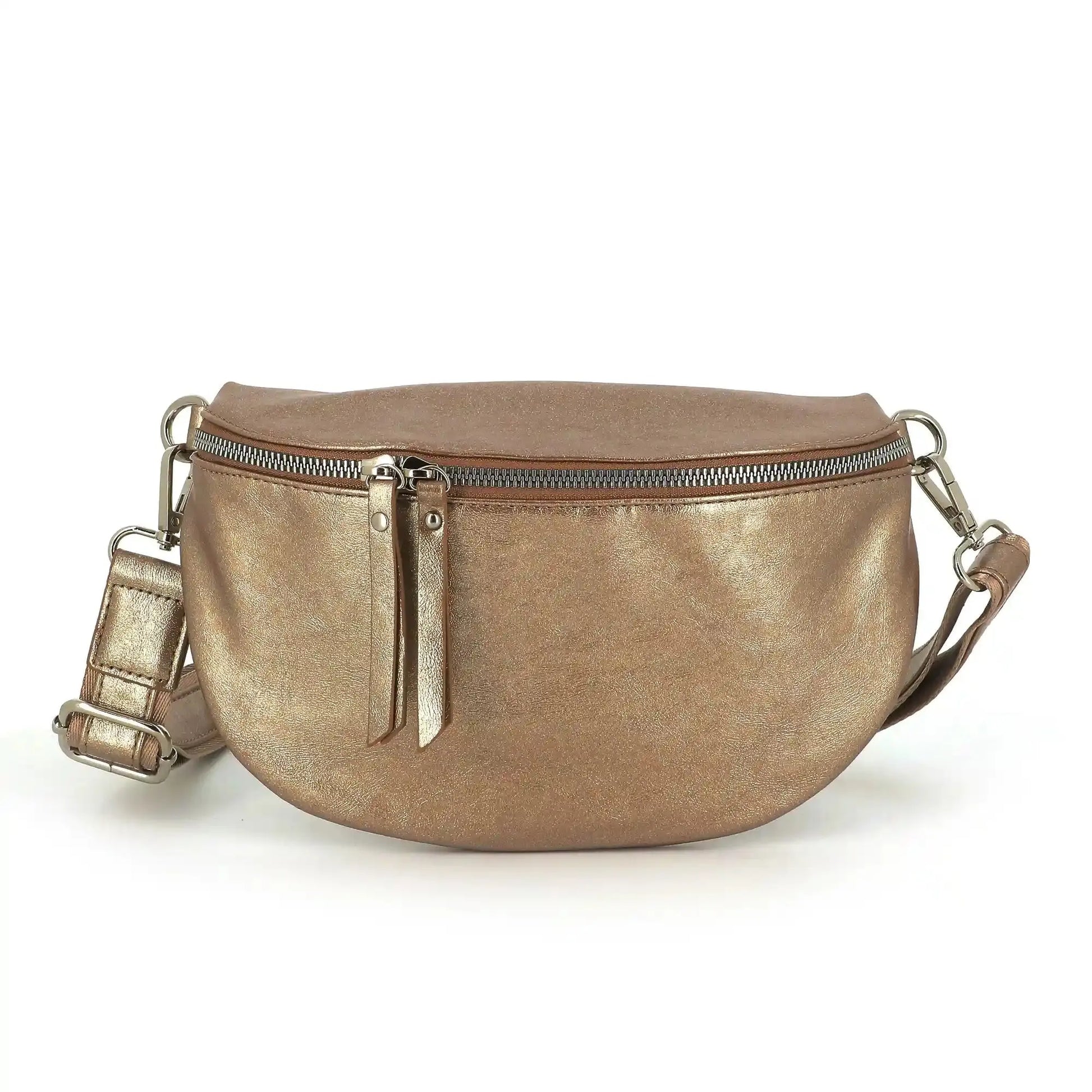 Flora & co Sac banane bandoulière femme irisé marron métal