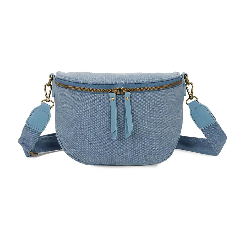 Sac banane femme canvas toile bleu