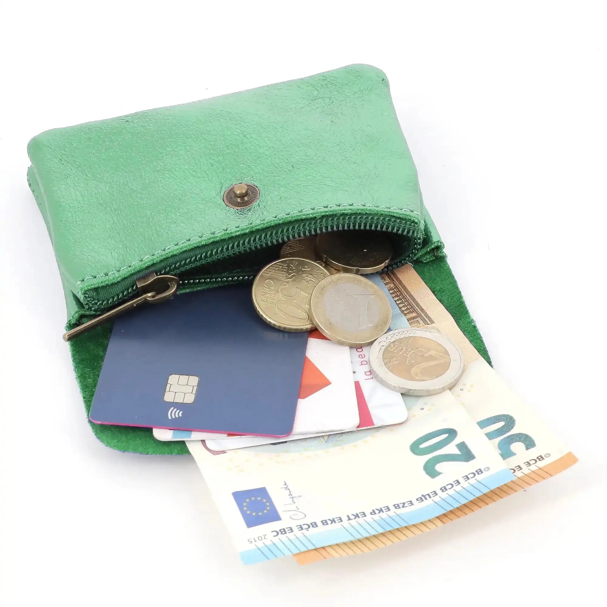 Made in Italy Porte-monnaie femme court cuir irisé 041 vert