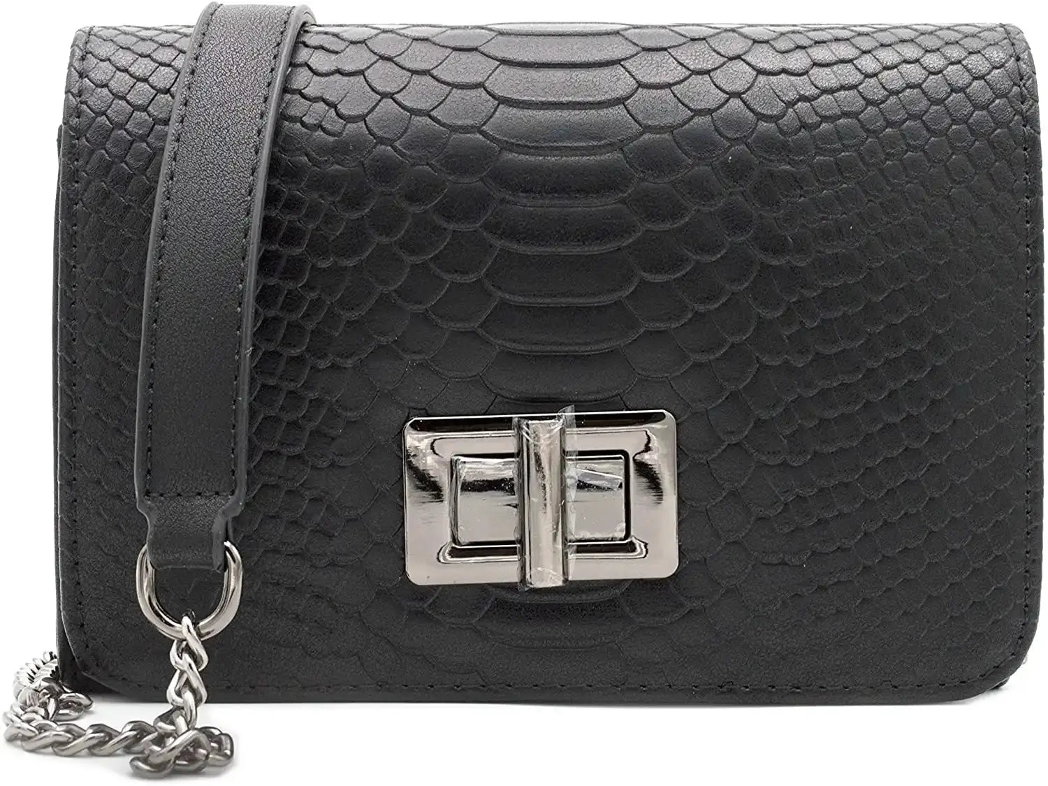 Gallantry Sac bandoulière femme chaîne python noir