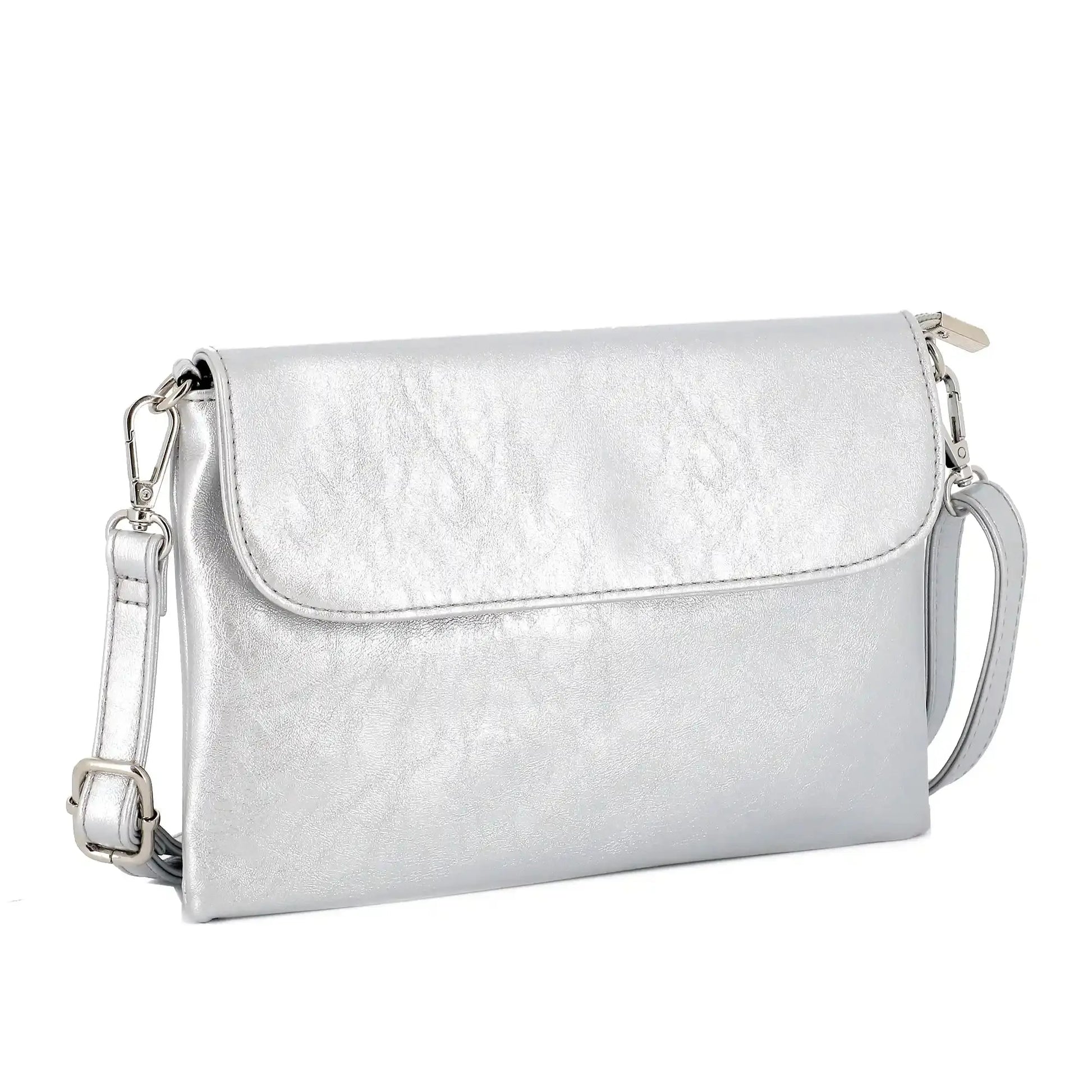 Flora & co Sac bandoulière pochette femme irisé argent