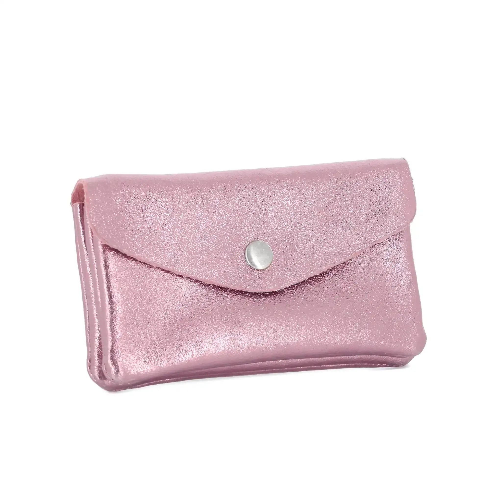Made in Italy Porte-monnaie cartes femme cuir irisé 051 rose