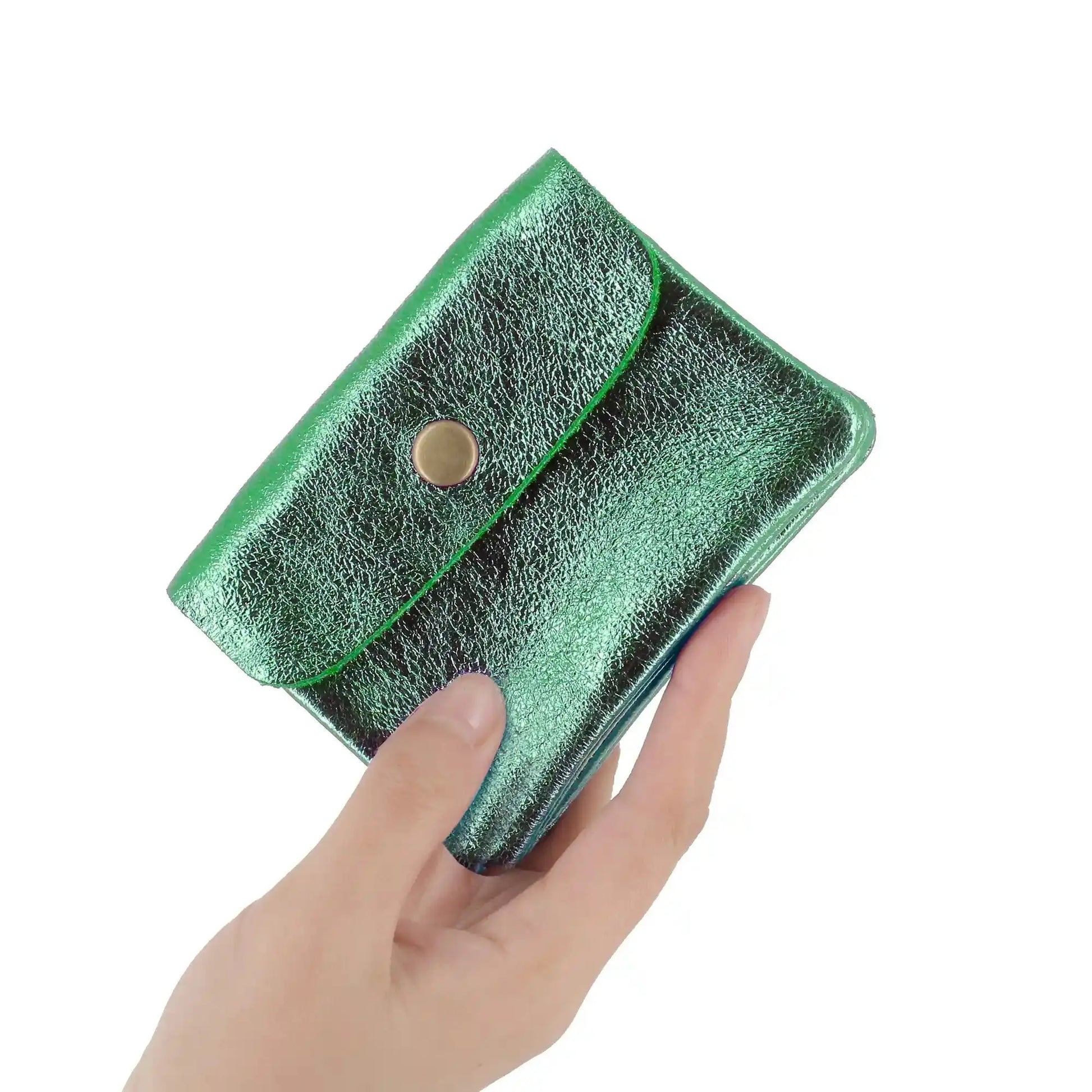 Made in Italy Porte-monnaie femme court cuir irisé 041 vert
