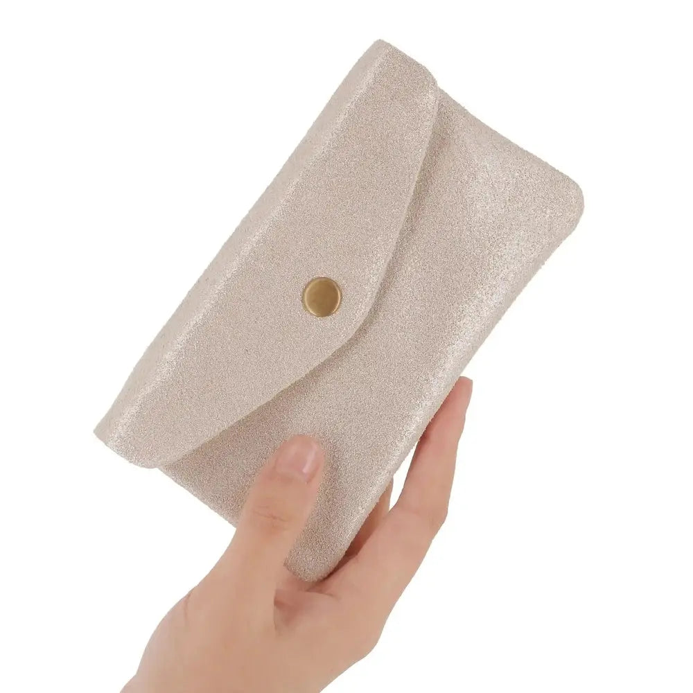 Made in Italy Porte-monnaie cuir daim irisé femme taupe