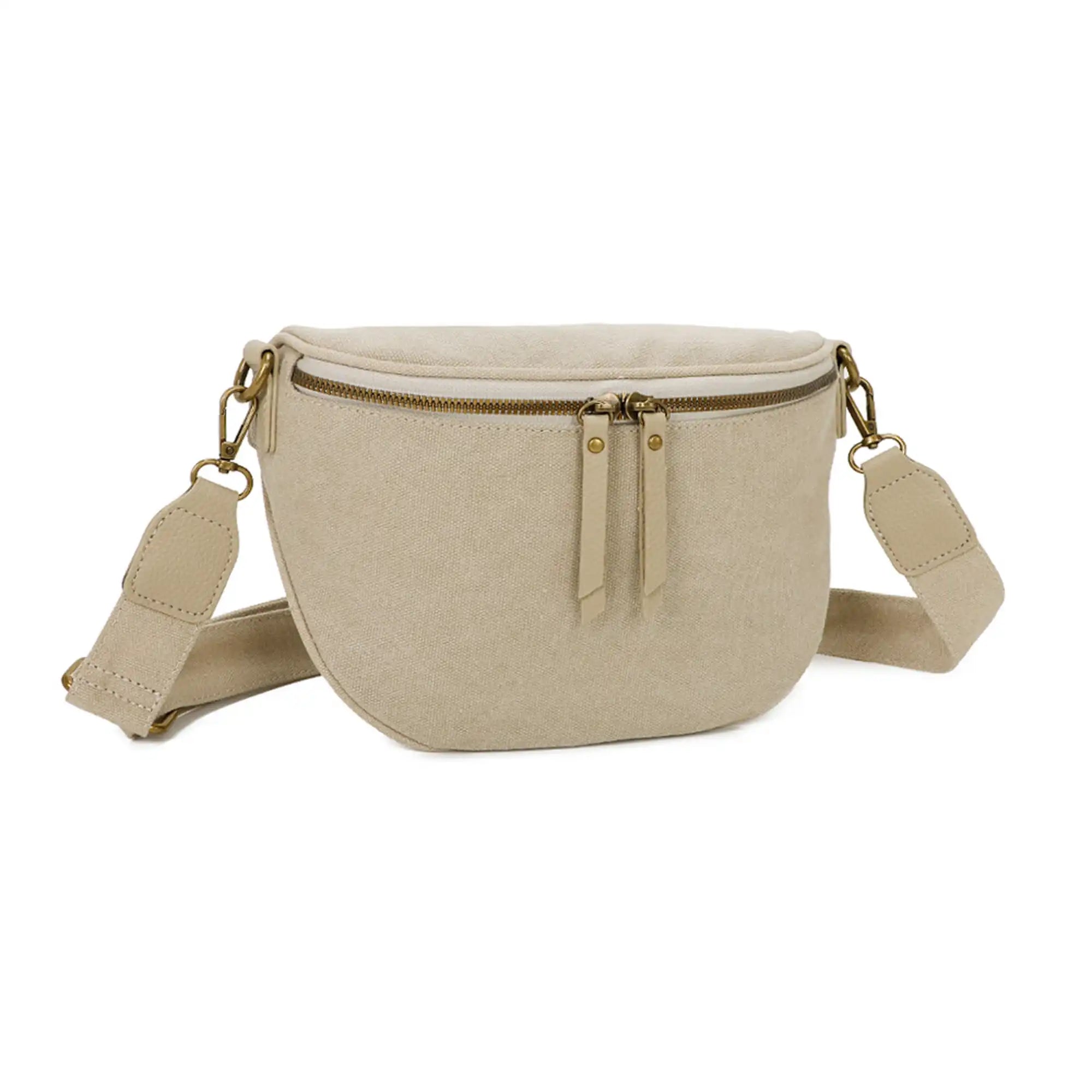 Sac banane femme canvas toile taupe