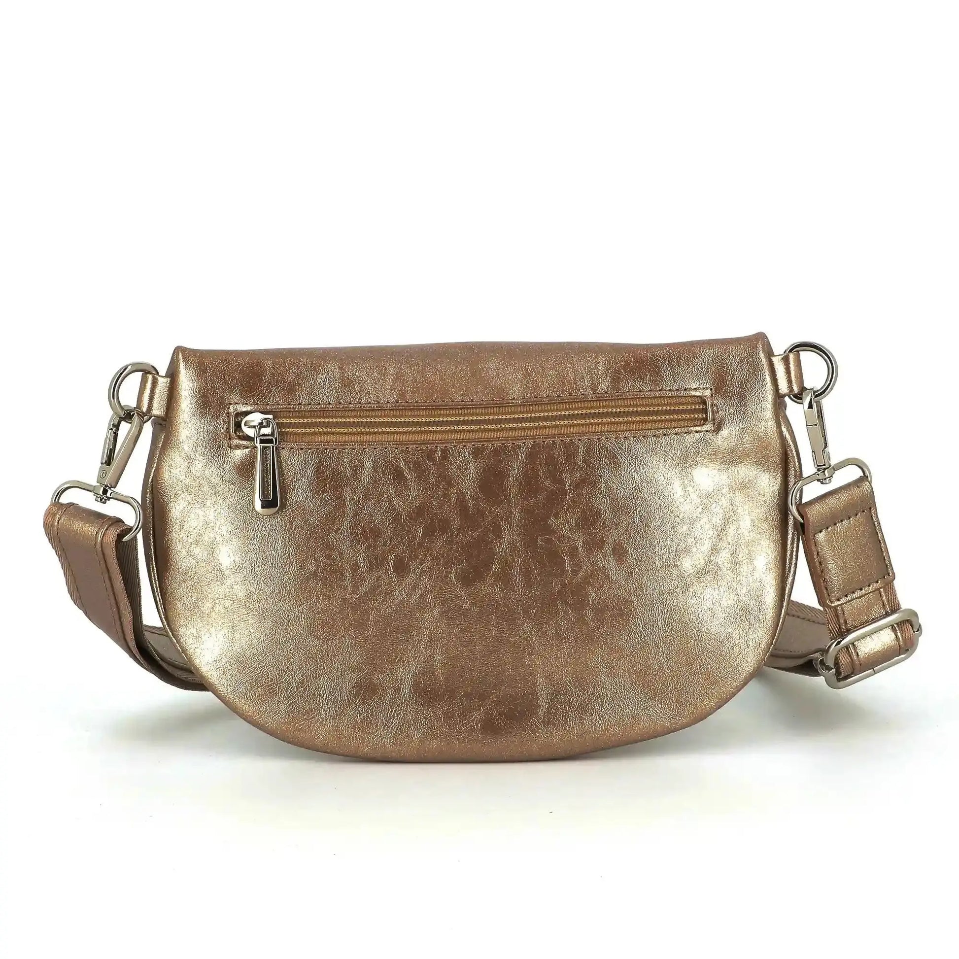 Flora & co Sac banane bandoulière femme irisé marron métal