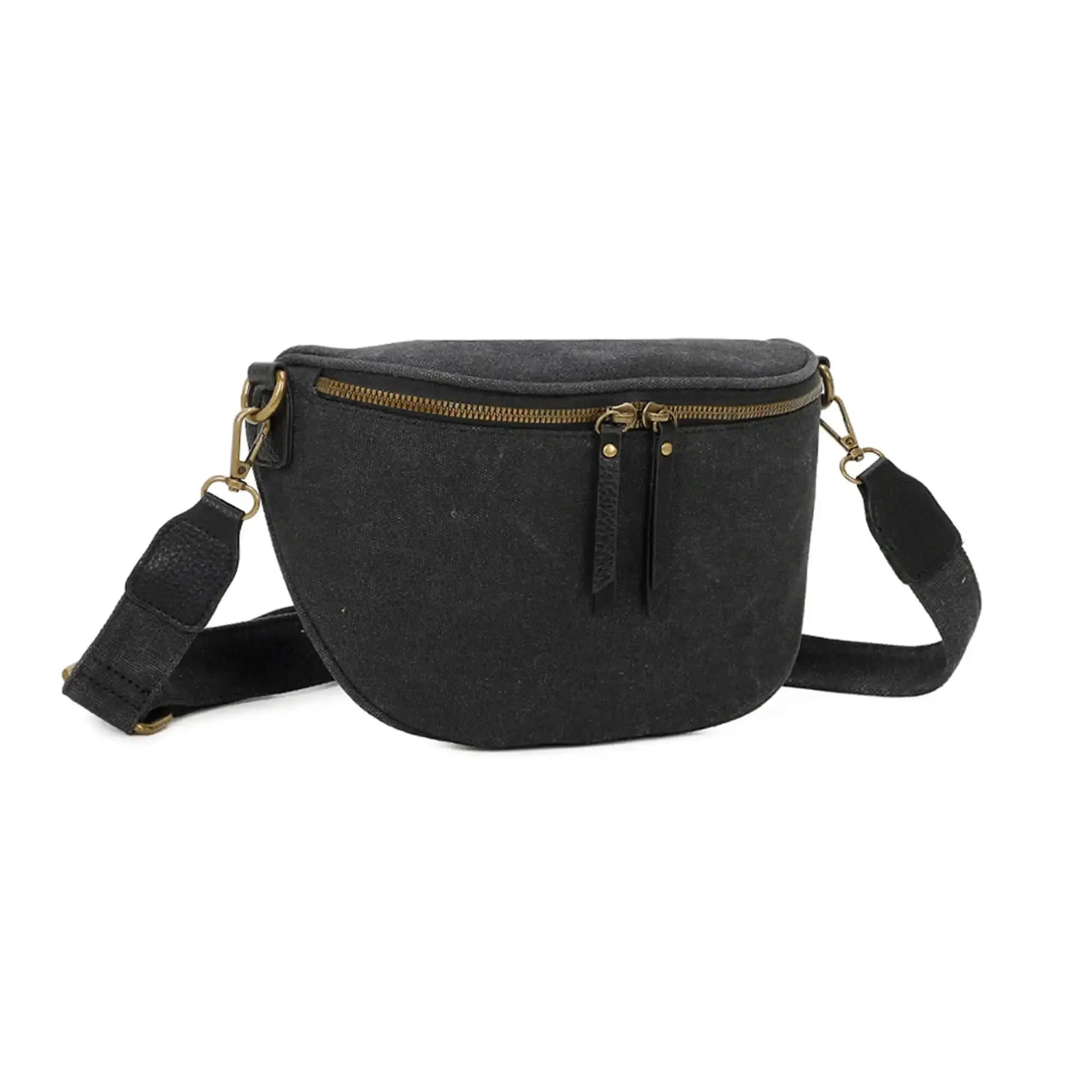 Gallantry Sac banane femme canvas toile noir