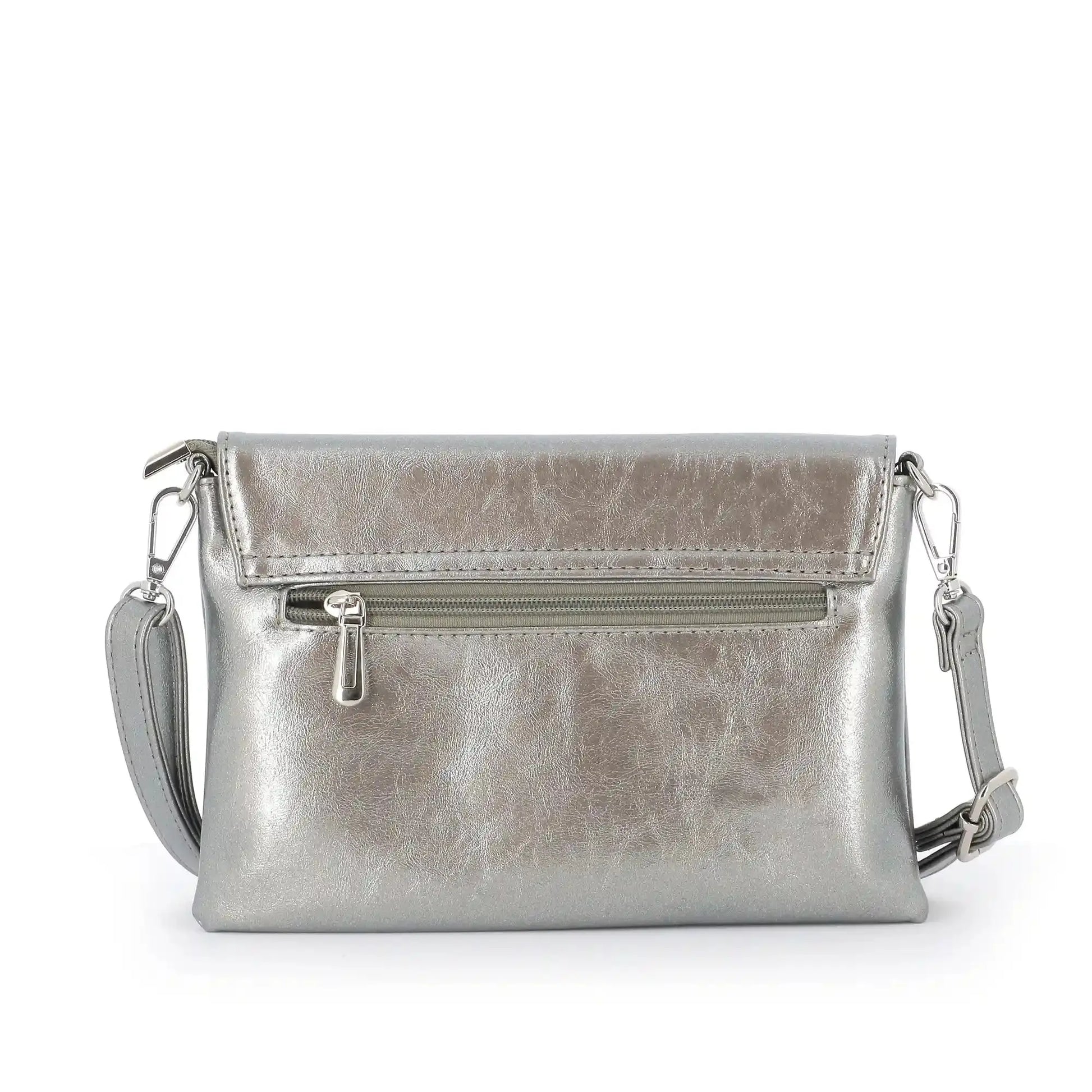 Flora & co Sac bandoulière pochette femme irisé taupe métal