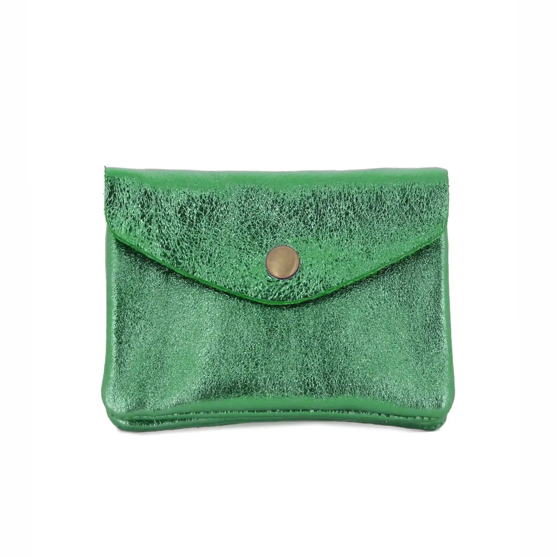 Made in Italy Porte-monnaie femme court cuir irisé 041 vert