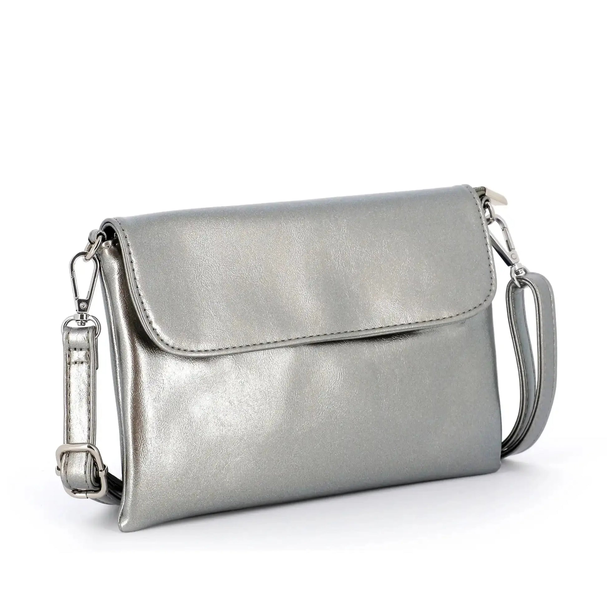 Flora & co Sac bandoulière pochette femme irisé taupe métal