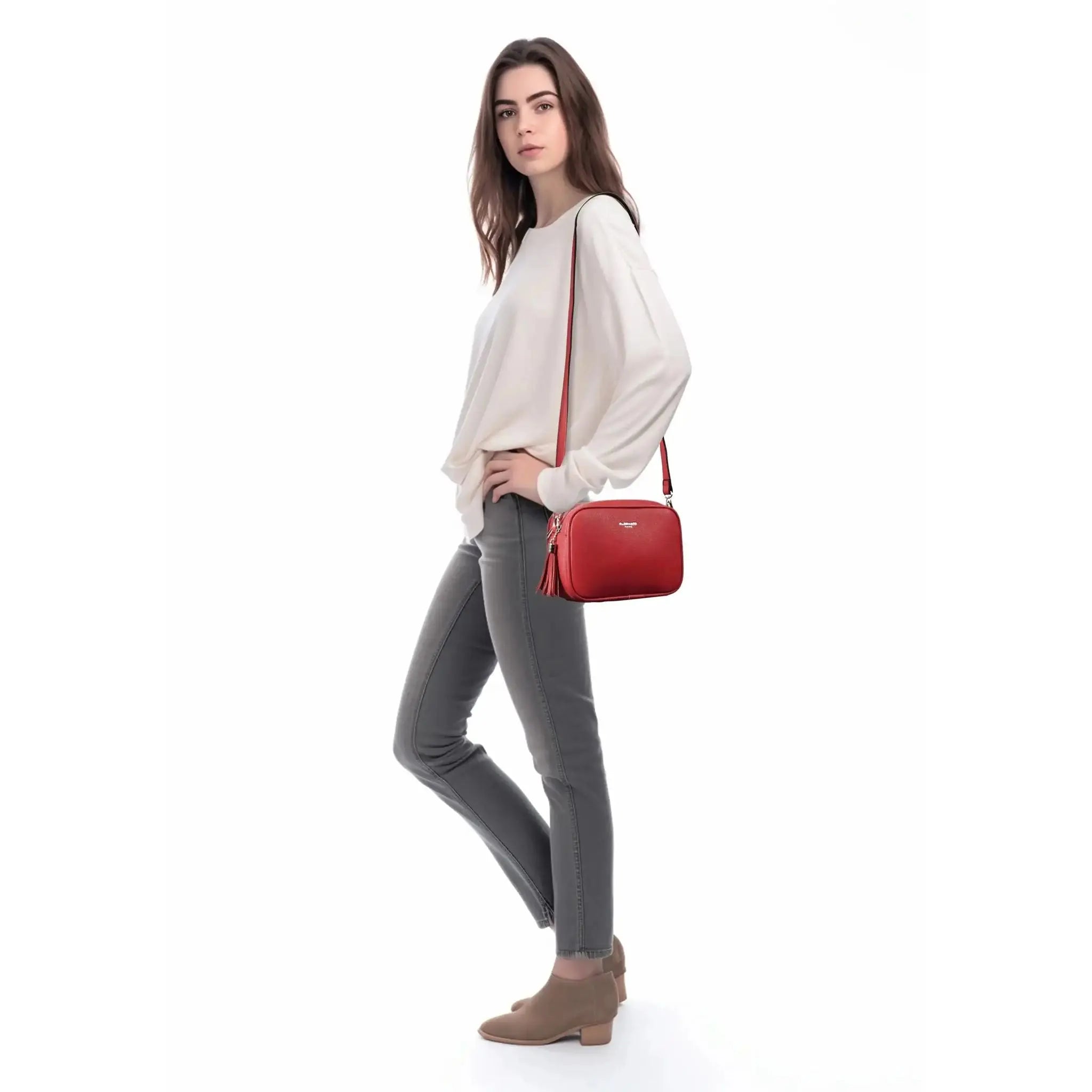 Flora & co Sac caméra bandoulière femme léger rouge foncé