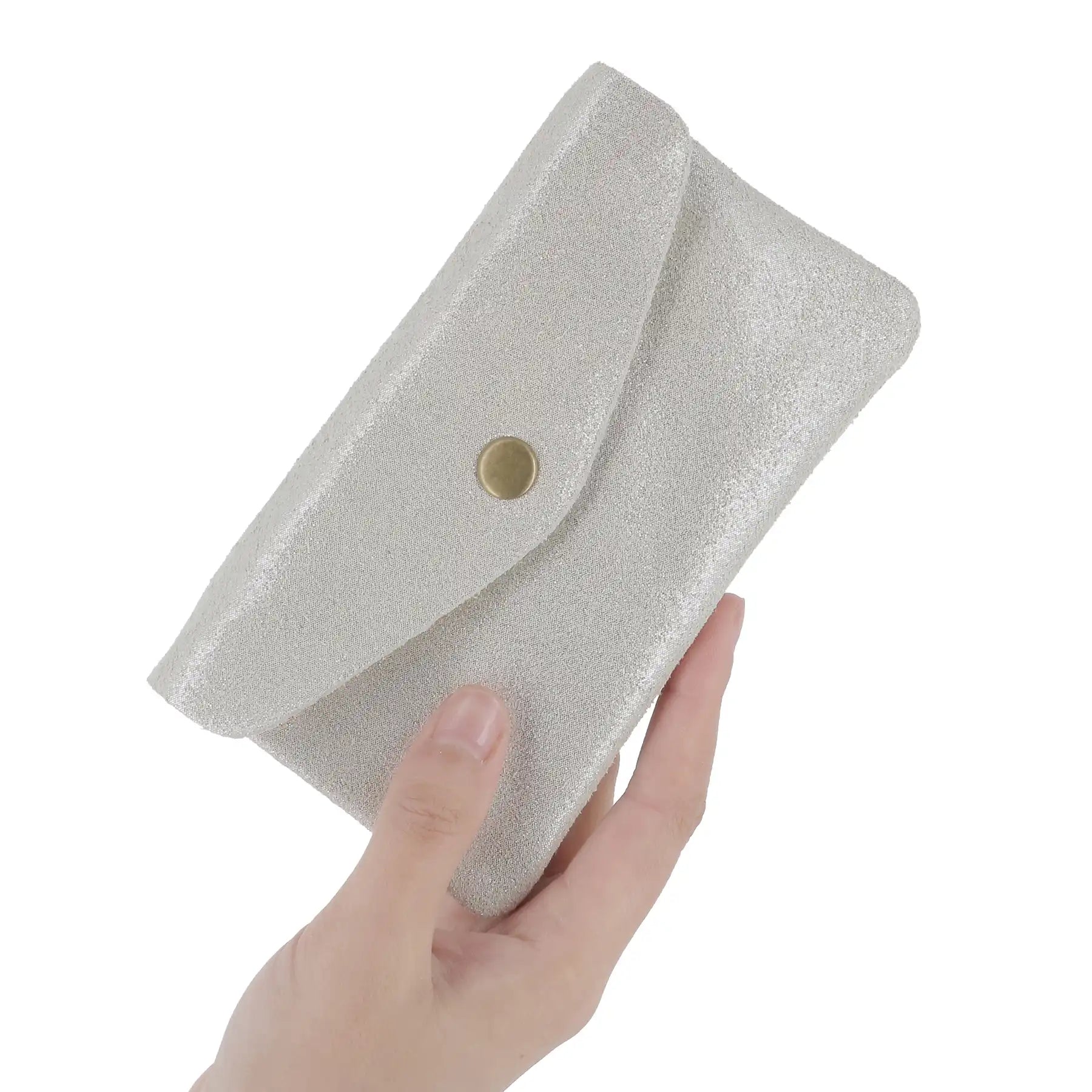 Women's beige iridescent suede leather wallet