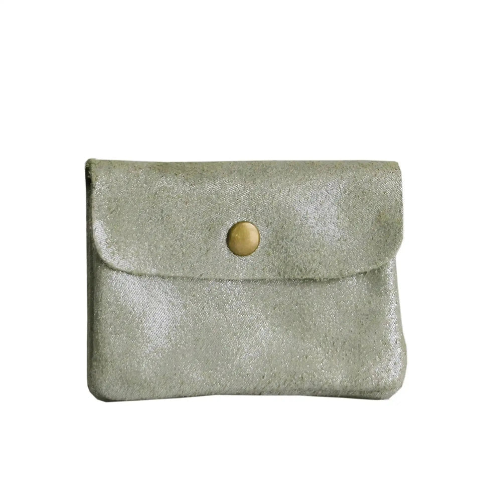 Made in Italy Porte-monnaie femme cuir daim irisé 044 olive