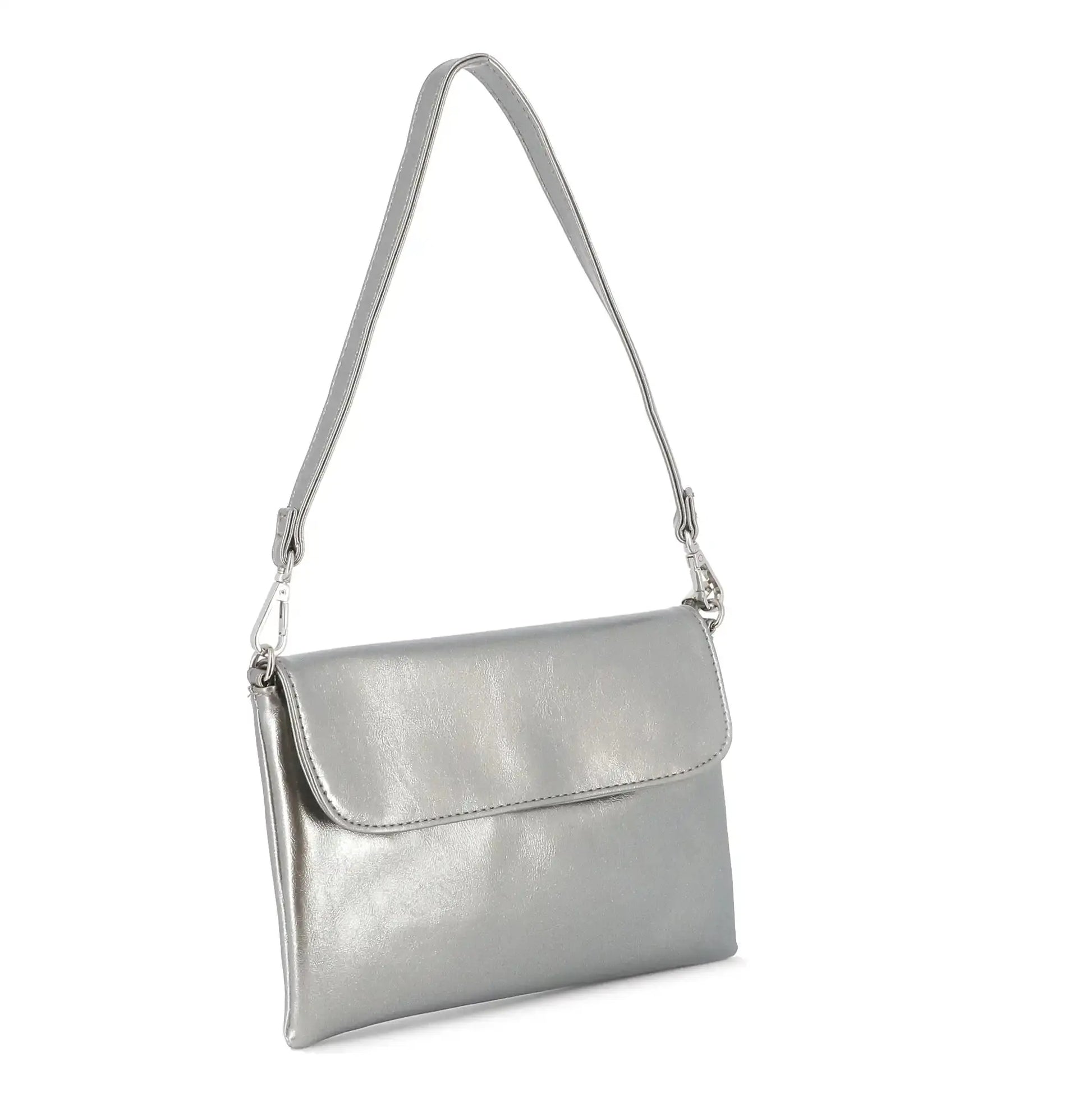 Flora & co Sac bandoulière pochette femme irisé taupe métal