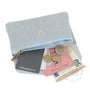 Portefeuille mi-long cuir suédé grainé 05C Bleu Clair - Crocochic