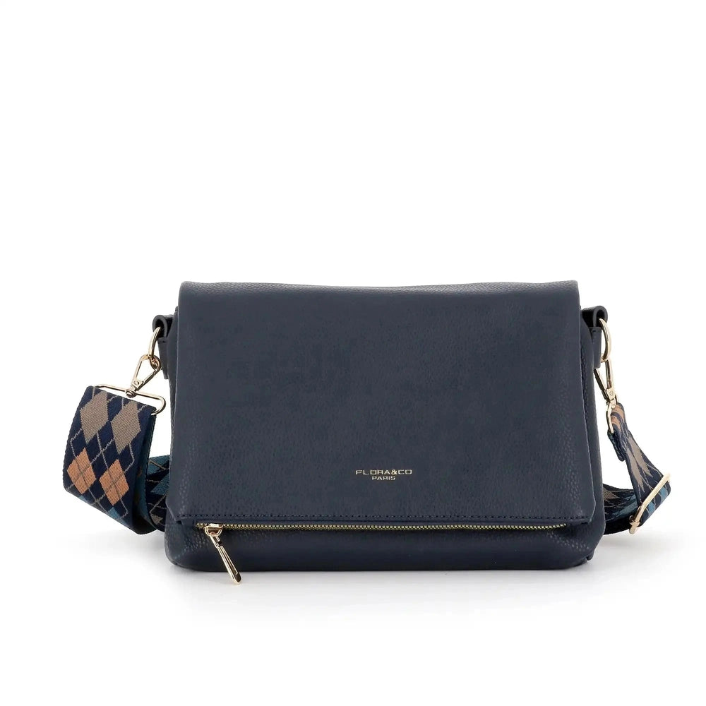 Flora & co Sac bandoulière large multipoches bleu